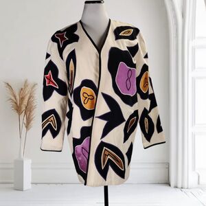 Victor Camarena Wearable Art Jacket Size S Abstract Appliques Boho Mexico